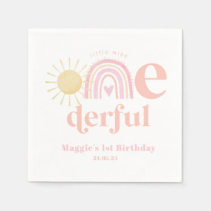 Serviette En Papier Pastel Pink Rainbow Little Miss ONEderful Annivers