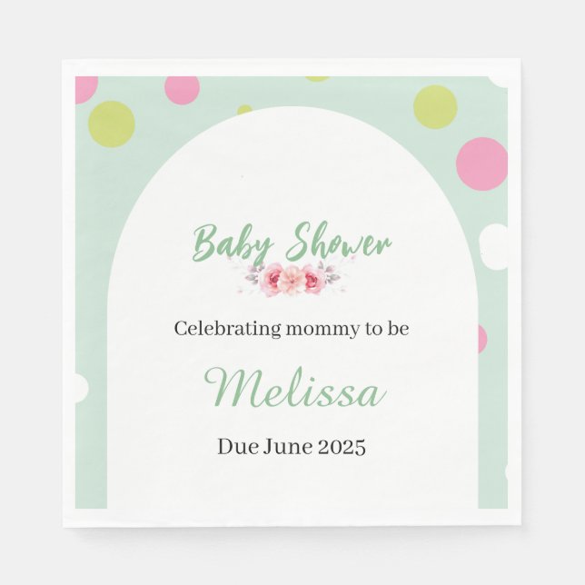 Serviette En Papier Pastel polka dots baby shower (Devant)