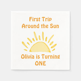 Serviette En Papier pastel Premier voyage autour du soleil Anniversair