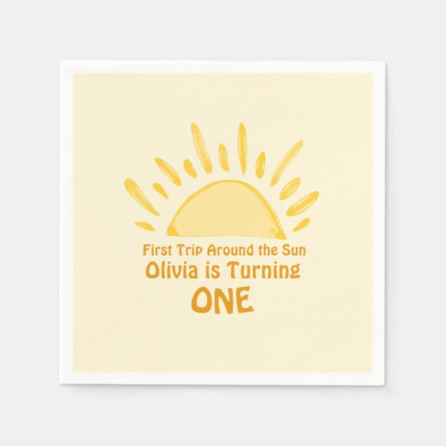 Serviette En Papier pastel Premier voyage autour du soleil Anniversair (Devant)