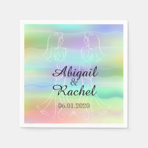 Serviette En Papier Pastel Rainbow Brides Mariage Napkin