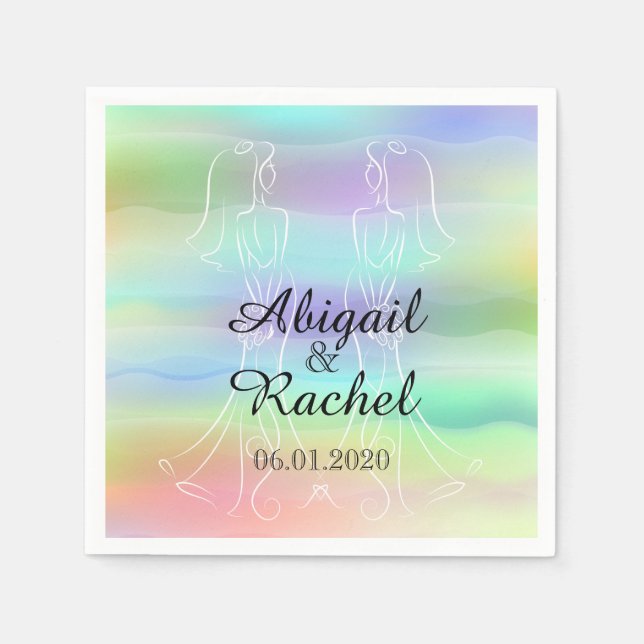 Serviette En Papier Pastel Rainbow Brides Mariage Napkin (Devant)