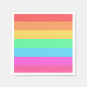 Serviette En Papier Pastel Rainbow Color Strips Design