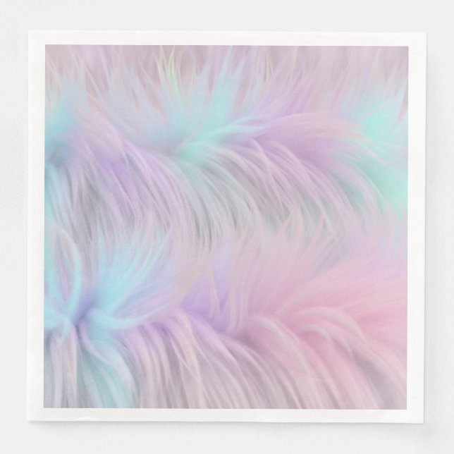 Serviette En Papier Pastel Rainbow Fur (Devant)