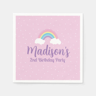 Serviette En Papier Pastel Rainbow Pink