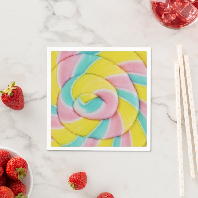 Serviette En Papier Pastel Rainbow Spiral Candy Photo (En situation)