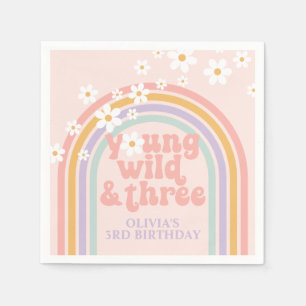 Serviette En Papier Pastel rainbow young Wild trois 3e anniversaire