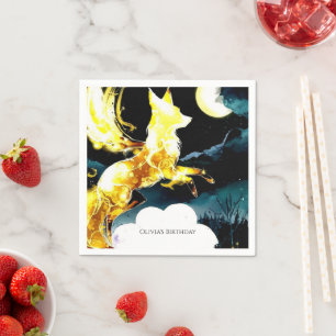 Serviette En Papier Pastel Renard Magique Anniversaire