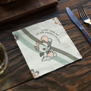 Serviette En Papier Pastel Retro Green Orange Balloons Baby Dragon