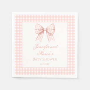 Serviette En Papier Pastel rose en vichy arc ruban bébé fille douche