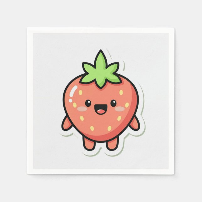 Serviette En Papier Pastel Strawberry Aesthetic Sticker – Cute Fruit I (Devant)
