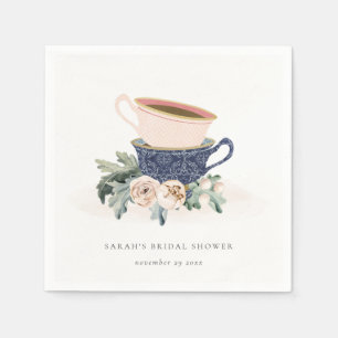 Serviette En Papier Pastel tasses empilées Floral Fête des mariées Tea