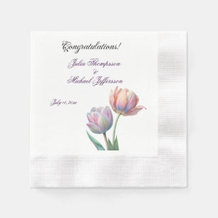 Serviette En Papier Pastel Tulip Mariage Suite Typographie élégante