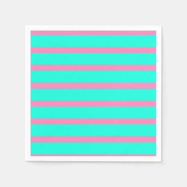 Serviette En Papier Pastel Turquoise Bleu Vert Et Rose (Devant)