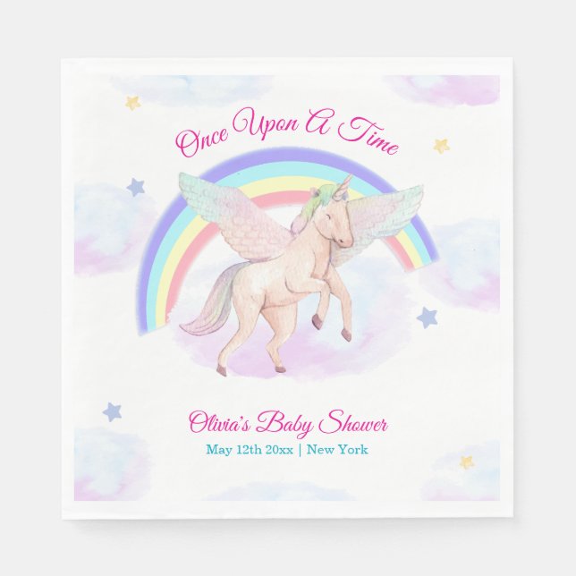 Serviette En Papier Pastel Unicorn Star Rainbow Fairytale Baby Shower  (Devant)