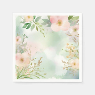 Serviette En Papier Pastel Watercolor Textures avec Floral