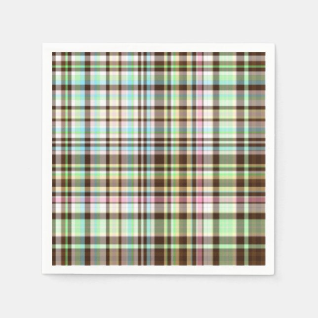 Serviette En Papier Pastels au chocolat Plaid 1 PAPIER NAPKINS (Devant)