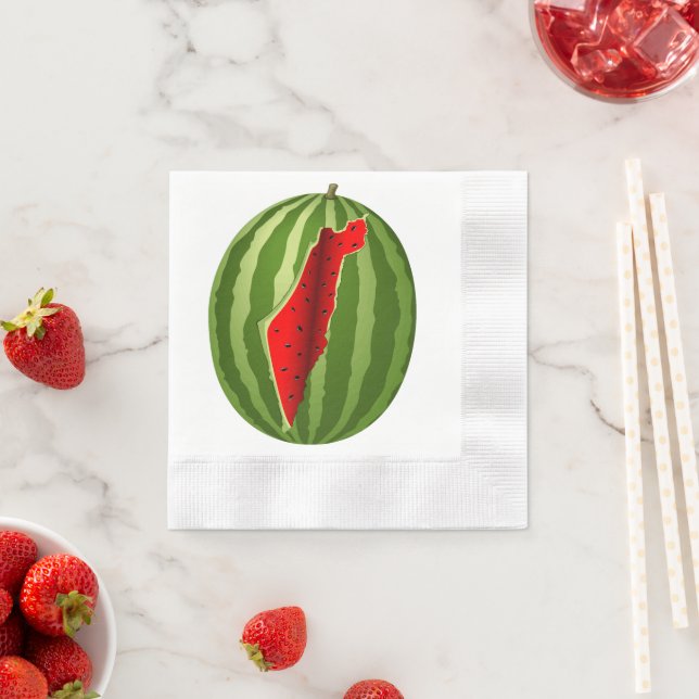 Serviette En Papier Pastèque Palestine - Slice (En situation)