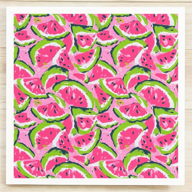 Serviette En Papier Pastèque Rose / Fête des Fruits d'Été / Fête au Bo (Créateur téléchargé)