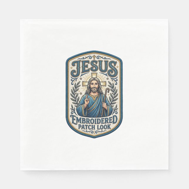 Serviette En Papier Patch brodé Jésus Regardez Patch brodé Jésus (Devant)