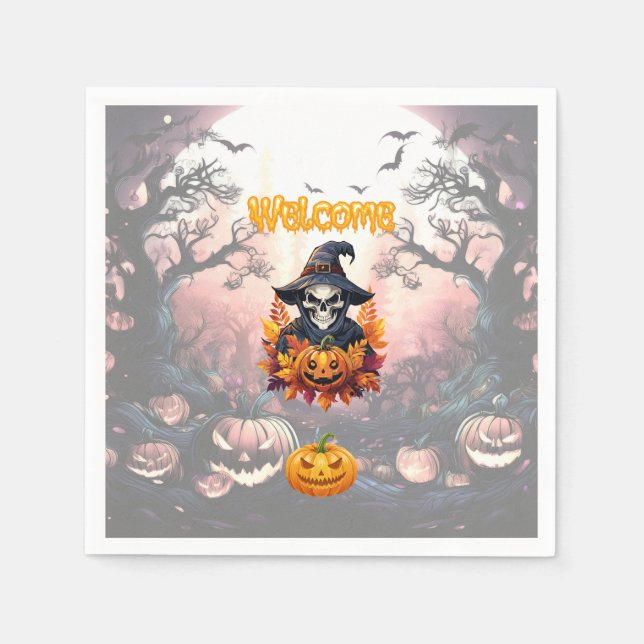 Serviette En Papier Patch de citrouille d'Halloween (Devant)