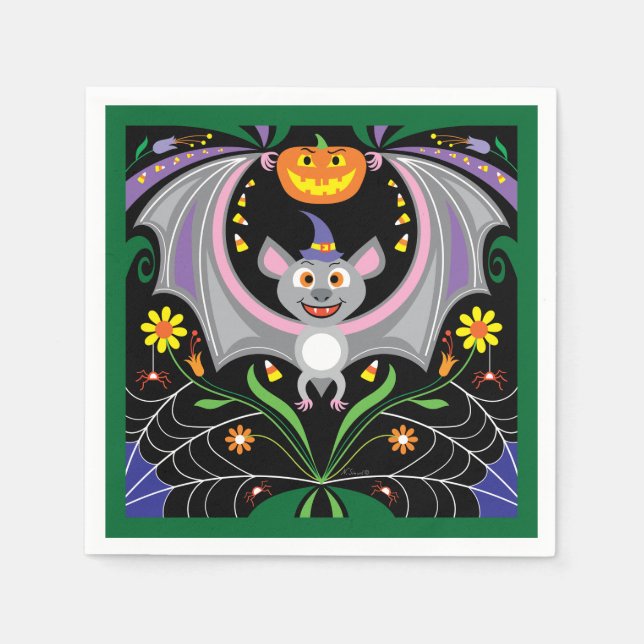 Serviette En Papier Patch de citrouilles de minuit fou (Devant)