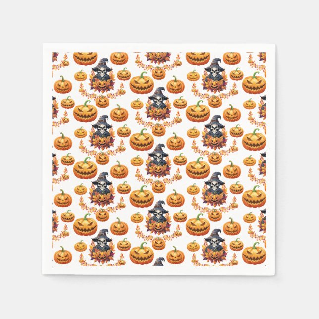 Serviette En Papier Patch de citrouilles d'Halloween (Devant)