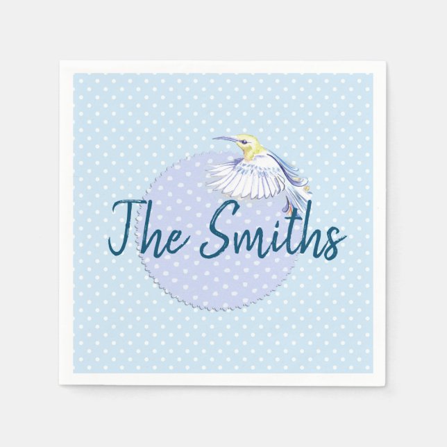 Serviette En Papier Patch de colibri sur Pois (Devant)