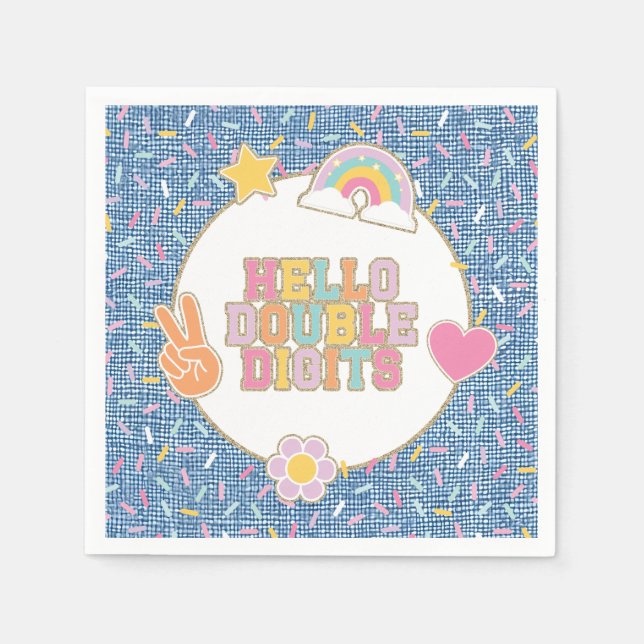 Serviette En Papier Patch Preppy Bonjour Double Chiffres 10e Anniversa (Devant)