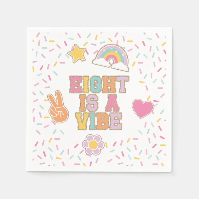 Serviette En Papier Patch Preppy Eight est une Vibe 8e Anniversaire (Devant)
