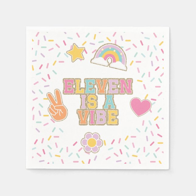Serviette En Papier Patch Preppy Eleven est une Vibe 11e Anniversaire (Devant)
