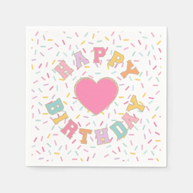 Serviette En Papier Patch Preppy Lettre Anniversaire (Devant)