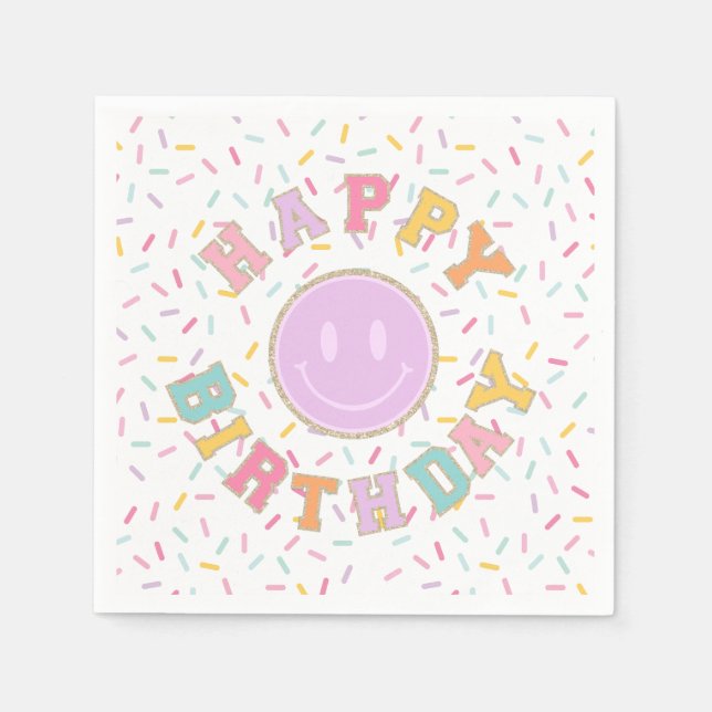 Serviette En Papier Patch Preppy Lettre Anniversaire (Devant)