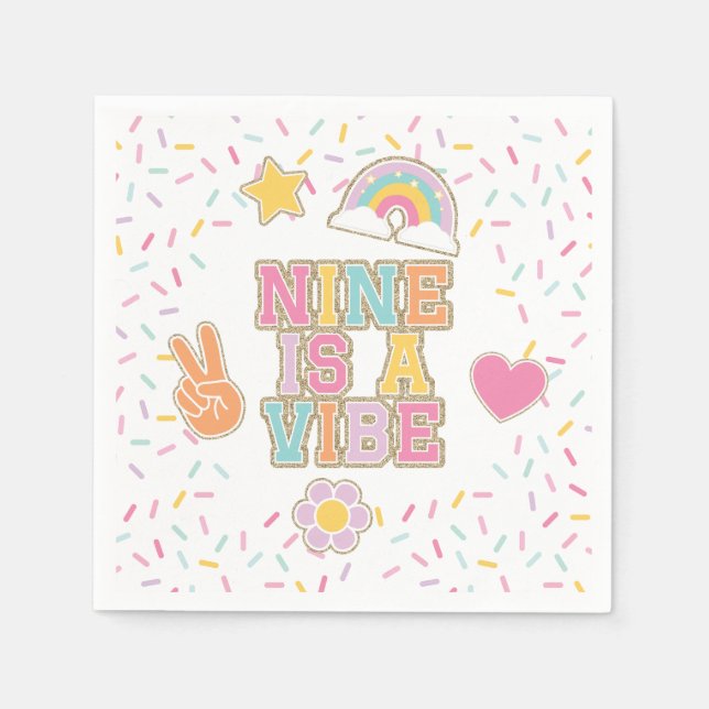 Serviette En Papier Patch Preppy Nine est une Vibe 9e Anniversaire (Devant)