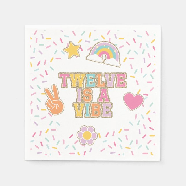 Serviette En Papier Patch Preppy Twelve est une ambiance 12e anniversa (Devant)