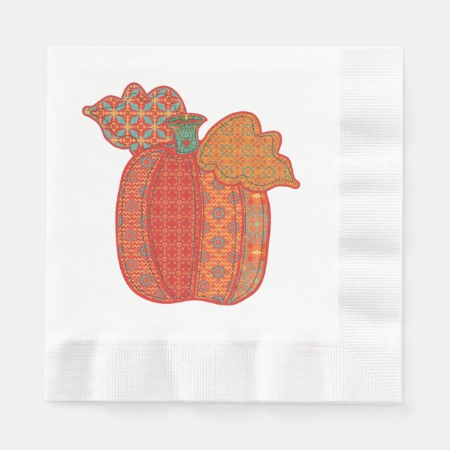 Serviette En Papier Patchwork Citrouille Thanksgiving Luncheon Napkin (Devant)