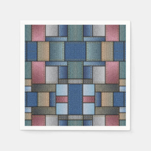 Serviette En Papier Patchwork Denim