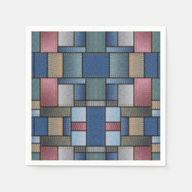 Serviette En Papier Patchwork Denim (Devant)