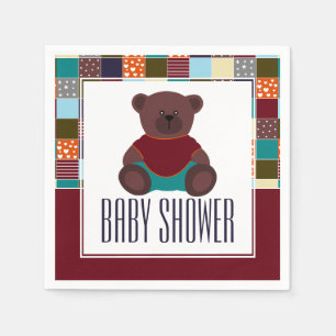 Serviette En Papier Patchwork Teddy Bear, Baby shower