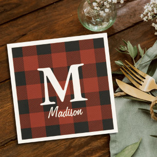 Serviette En Papier Pâte à bûcheron rouge de pays primitive