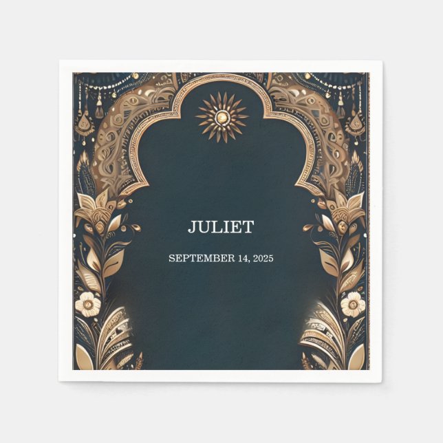 Serviette En Papier Pâte de henné Mehndi de style indien pour mariage (Devant)