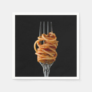 Serviette En Papier Pâtes filées sur une fourchette, spaghetti de no