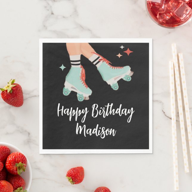 Serviette En Papier Patinage à rouleaux rétro Papier d'anniversaire Na (En situation)