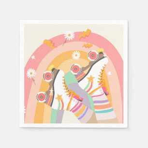 Serviette En Papier Patinage à rouleaux Retro Super fille Anniversaire