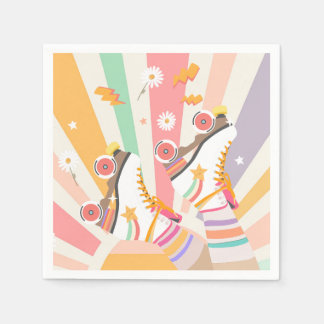 Serviette En Papier Patinage à rouleaux Retro Super fille Anniversaire