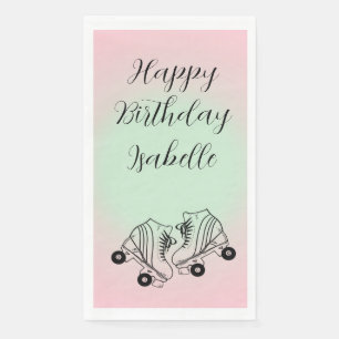 Serviette En Papier Patinage à rouleaux rose Ombre Joyeux anniversaire