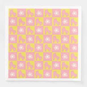 Serviette En Papier Patinage derby À damiers rouleau rose Jaune