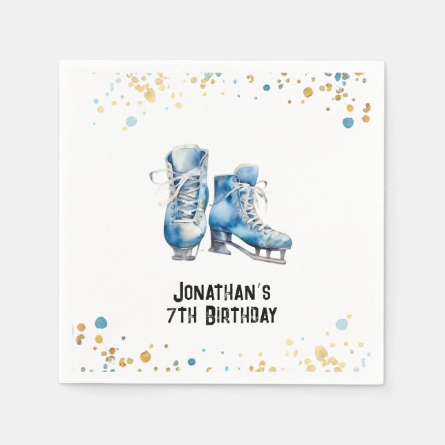 Serviette En Papier Patinage sur glace Anniversaire Napkin, Hockey Ann (Devant)