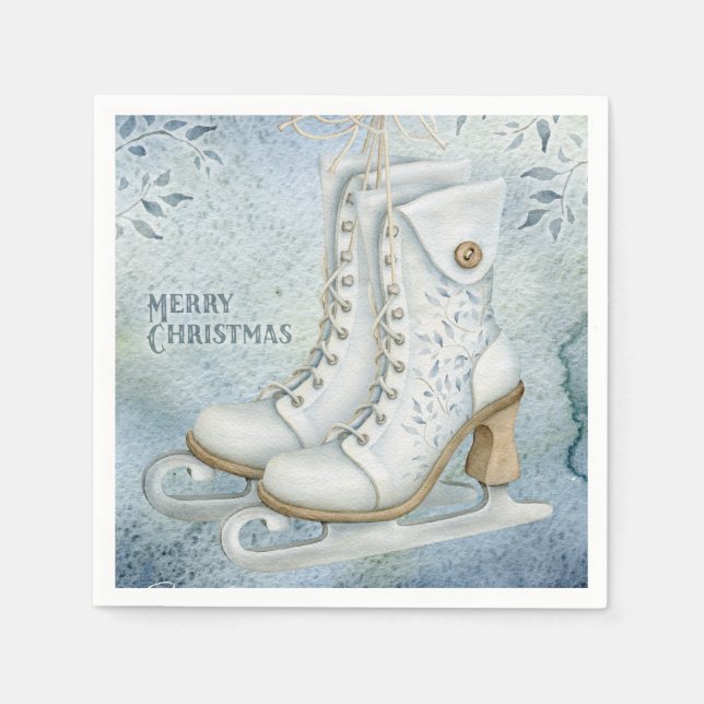 Serviette En Papier Patinage sur glace de Noël (Devant)