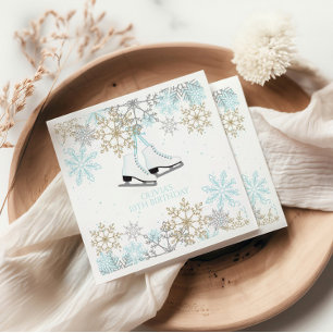 Serviette En Papier Patinage sur glace Flocons de neige Bleu Argent Or